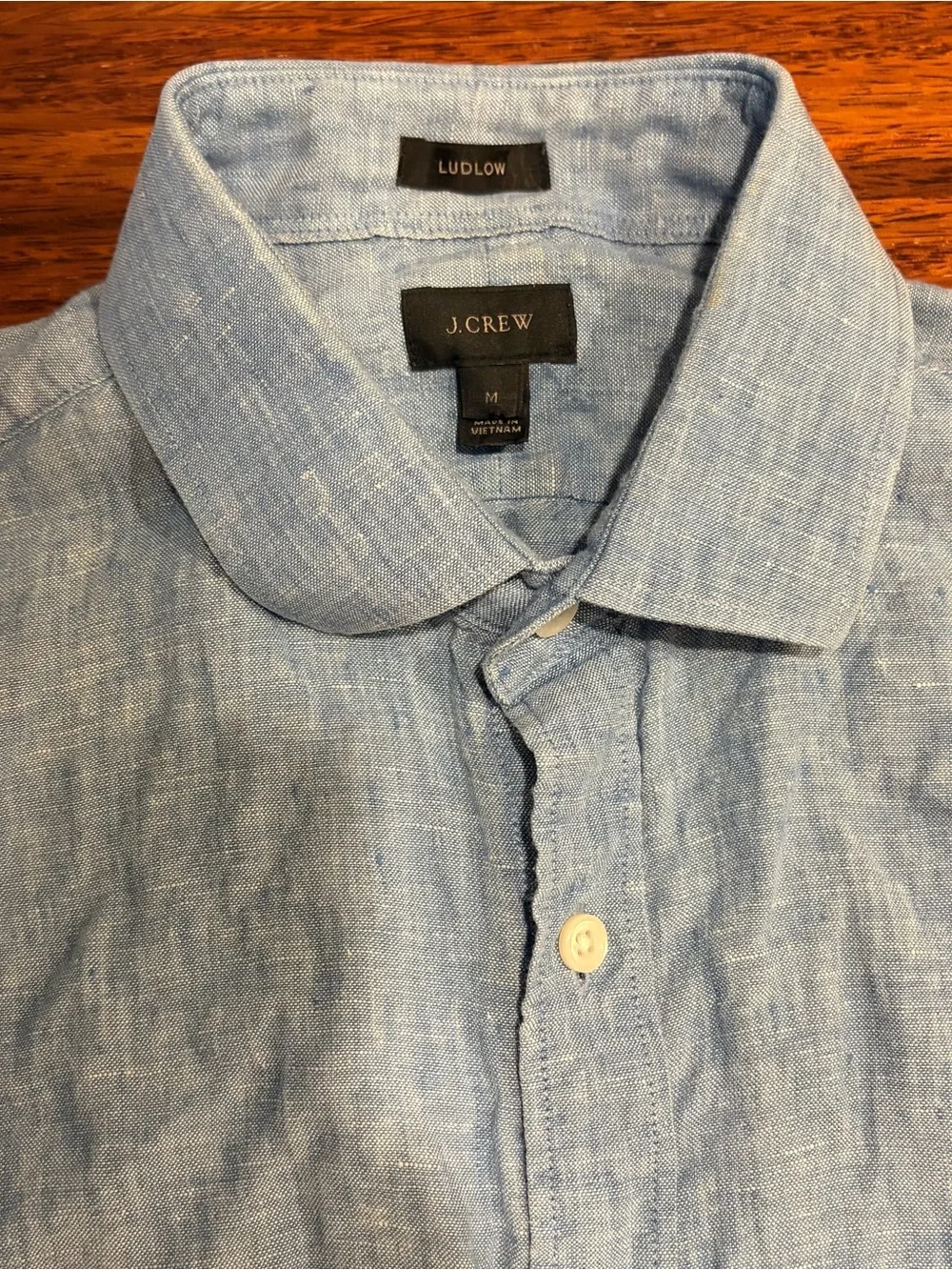 J.Crew Ludlow Baird McNutt Linen long sleeve Button Down - Medium Blue coastal